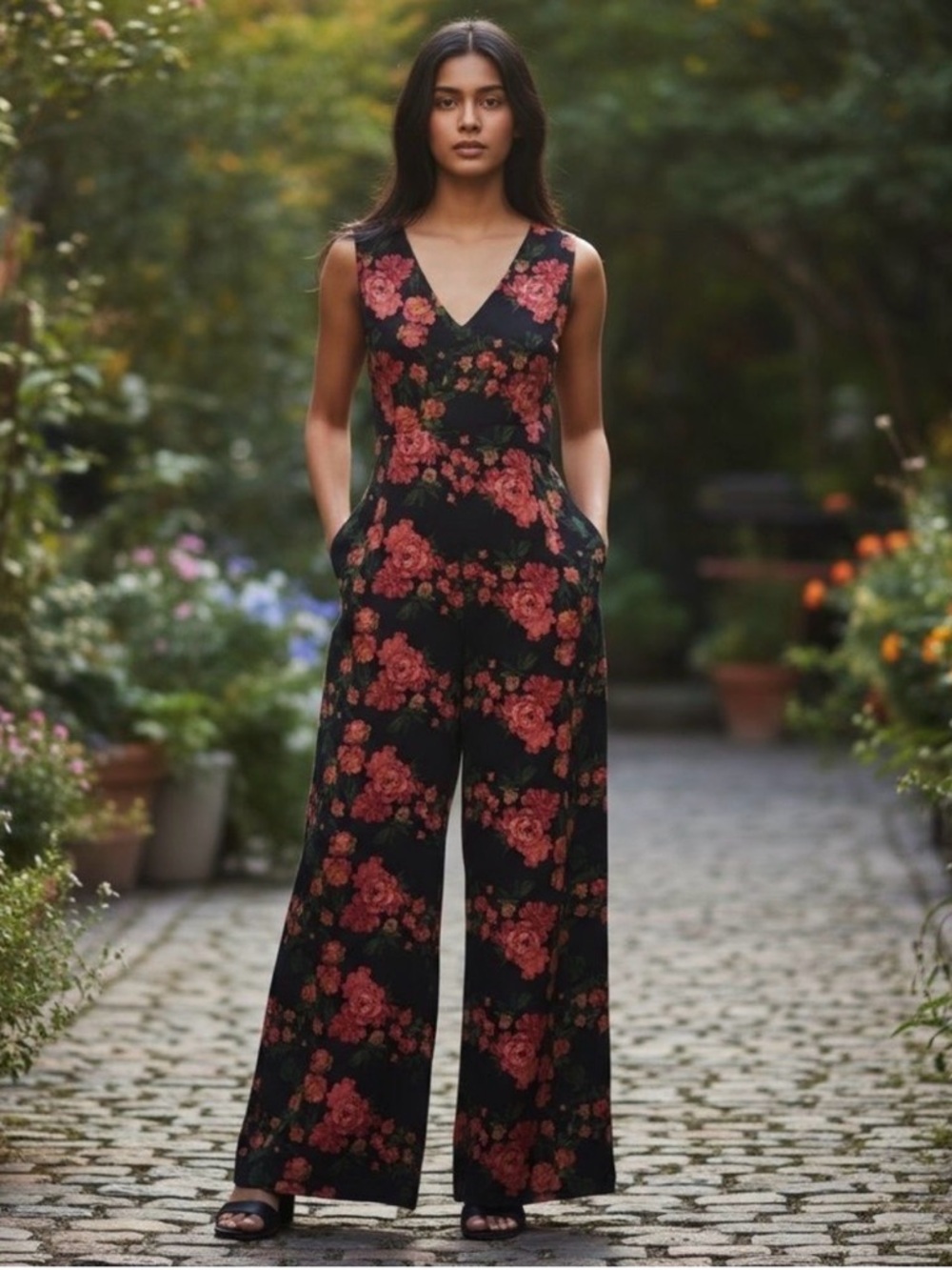 Anthropologie Plenty By Tracy Reese Laurette Floral Wide Leg Jumpsuit Size XS